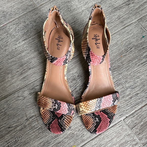 Style & Co. Multicolor Snake-Print Ankle Strap Heels - Picture 3 of 10